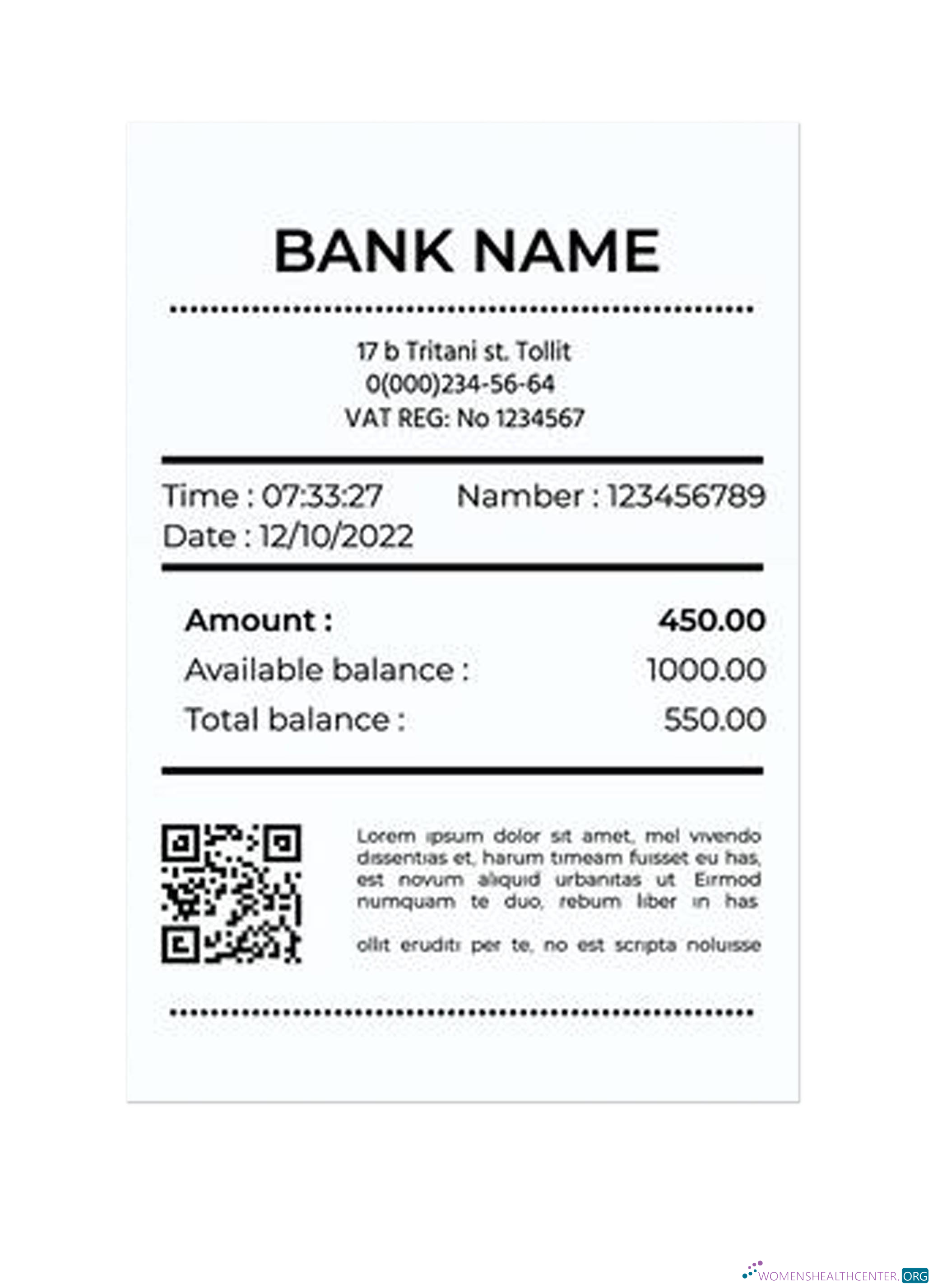Download BANK receipt version 2 Photoshop template